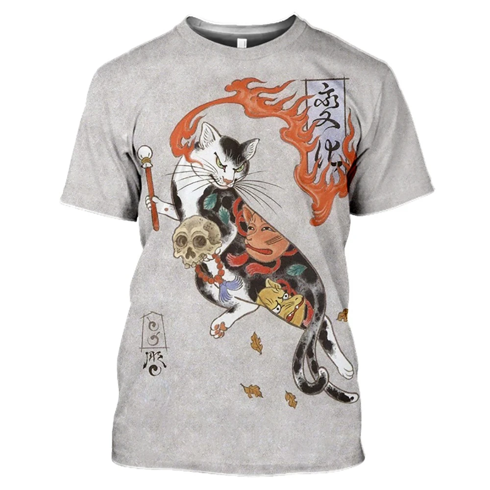 القميص المطبوع من الساموراي الياباني Tattoo 3D قميصًا مطبوعًا للرجال.