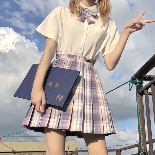 Traje de vestuario de la escuela japonesa Jk uniforme marinero Seifuku falda de falda juego de falda a cuadros de la falda estudiante