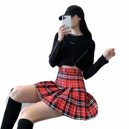 École japonaise Dres Plaid Jupe plissée Étudiant Cosplay Anime Mini Grille Jupe JK Uniformes Costume Marin Jupes courtes pour les filles f3vs #
