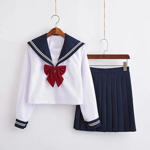 Écolière japonaise Uniforme JK Black Sailor Basic Cartoon Navy Sets Costume Women Y240323