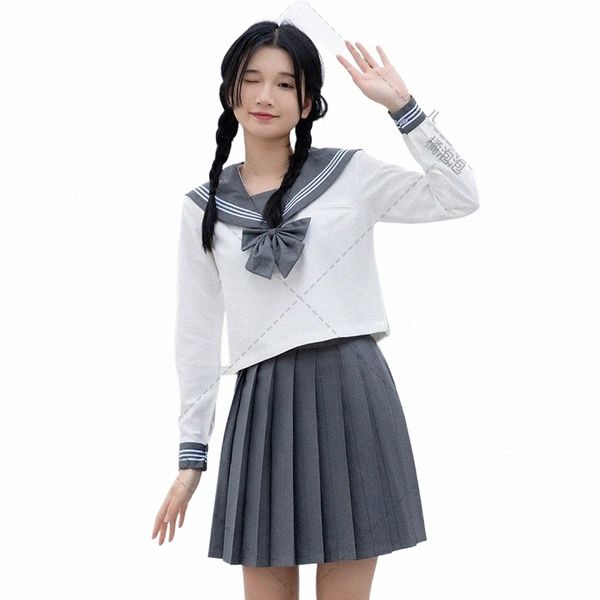 École japonaise Seifuku filles gris marin Dr chemises étudiant JK uniformes coréen jupe plissée ensemble Kawaii écolière Costume Y9Cc #