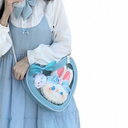 École japonaise adolescentes JK sac transparent Itabag coeur Oxford sacs à bandoulière femmes nouveaux sacs à main fourre-tout Anime ita sac femmes x8OI #