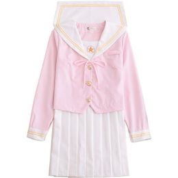 Uniforme scolaire japonais cosplay femmes Sakura rose clair hauts jupe plissée blanche uniforme JK filles costume de marin japonais 1851