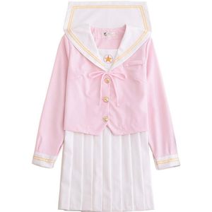 Japanse Schooluniform cosplay Vrouwen Sakura Licht Roze Tops Witte Plooirok JK Uniform Meisjes Japanse Sailor Suit285Y