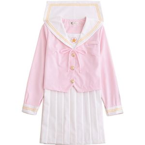 Japanische Schuluniform Cosplay Frauen Sakura Hellrosa Tops Weißer Faltenrock JK Uniform Mädchen Japanischer Matrosenanzug209b