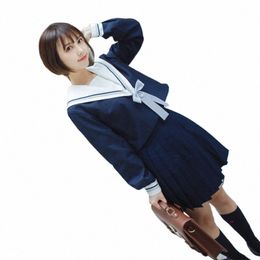 Japanse Schooluniform Voor Meisjes Sailor Tops + Tie + Rok Marine Stijl Studenten Kleding Voor Meisje Plus size Lala cheerleader kleding 77cp #