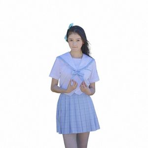 Uniforme scolaire japonais pour les filles Sailor Tops + cravate + jupe style marine étudiants vêtements pour fille plus la taille Lala Cheerleader vêtements 84GD #