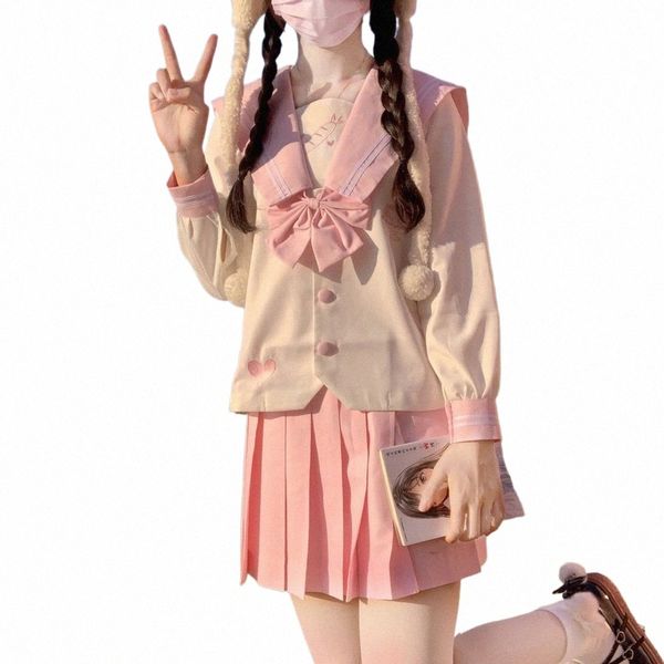 Uniforme scolaire japonais pour les filles Costume de marin doux et mignon Lg Jupe Rose Matériaux de haute qualité Vêtements Anime COS Costume a5IT #