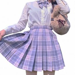 Costume d'uniforme scolaire japonais Jupe plissée à carreaux Étudiant Cosplay Anime Mini jupe à grille Jk Uniformes Costume de marin Jupes courtes Fille H9S4 #