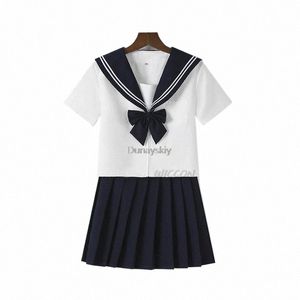 Uniforme scolaire japonais Costume marin de base Carto fille marine marin uniforme ensembles blancs marine Costume femmes fille c14p #