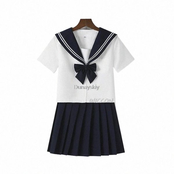 Uniforme scolaire japonais Costume marin de base Carto fille marine marin uniforme ensembles blancs marine Costume femmes fille c14p #