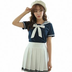Uniformes scolaires japonais Anime COS Sailor Costume Tops + Cravate + Jupe JK Navy Style Étudiants Vêtements pour Fille Femmes Manches Courtes XXXXL P0lQ #