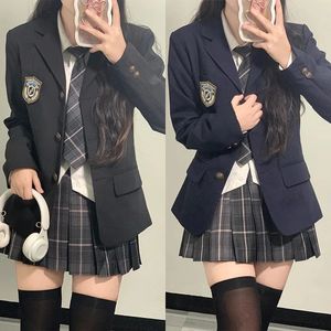 Japanse Schooluniformen voor Meisje Herfst Winter Veelkleurige Lange Blazer Sets Plooirok JK Sailor Tie Anime Cos Kostuums Vrouwen 240318