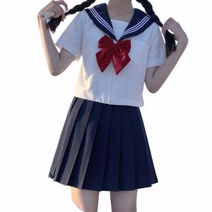 Uniformes escolares japoneses Conjuntos Mujeres Trajes de marinero Verano Corto Seeves Estudiantes coreanos Uniformes escolares Ropa de clase para niñas S19c #