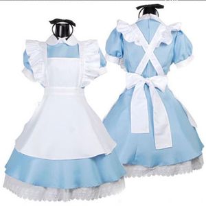 Japonais-vente fantaisie filles Alice au pays des merveilles fantaisie bleu ton clair Lolita tenue de femme de chambre Costume de femme de chambre robe de chambre 233s