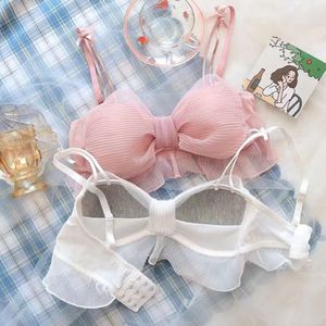 Japanse sexy mesh dames emotionele ondergoed vrouwelijke borsten kleine puur verlangen geen stalen ringmeisje comfortabel ademende beha