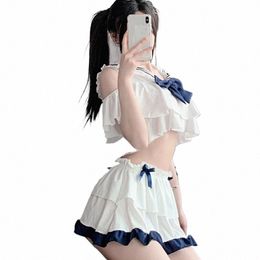 Japonais Sexy Étudiant Maid Cosplay Uniforme Temptati Femmes Lingerie Érotique Costumes Hauts Courts Mini-Jupe Écolière Roleplay 27A1 #