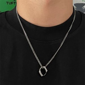 Collier japonais Simple et ancien en argent pour hommes, Niche tendance, High Street, rétro, pendentif en acier titane, bijoux, accessoires cadeaux