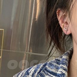 Japanse eenvoudige lijn oorbellen stud oor clip combinatie tweekleurige 925 sterling zilveren materiaal trendy mode all-match sieraden