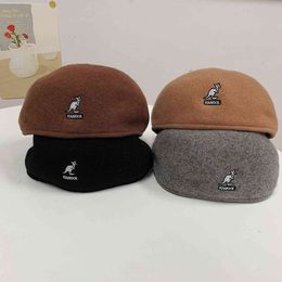 Japanse kleine hoofdomtrek kangol kangoeroe anti-slijtage wollen baret vrouwelijke herfst en winter Engeland retro wild forward hoed Q07313r