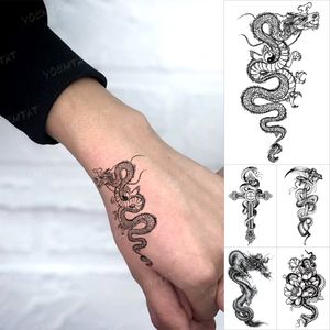 Japanse Slang Draak Waterdichte Tijdelijke Tattoo Sticker Kruis Pols Hand Enkel Kleine Tatoo Kids Nep Tatto Body Art Mannen Vrouwen