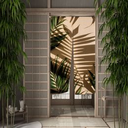 Cortina de puerta dividida japonesa Planta tropical Hojas verdes Noren Noren Derina de restaurante Simple Hogar colgando Medias Curtains decorativas