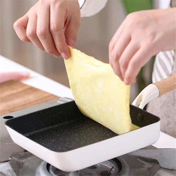 Carré japonais anti-cadgène poêle avec poignée en bois casquette omelette marie mafan stone mini pots maison ustensiles de cuisine de cuisine