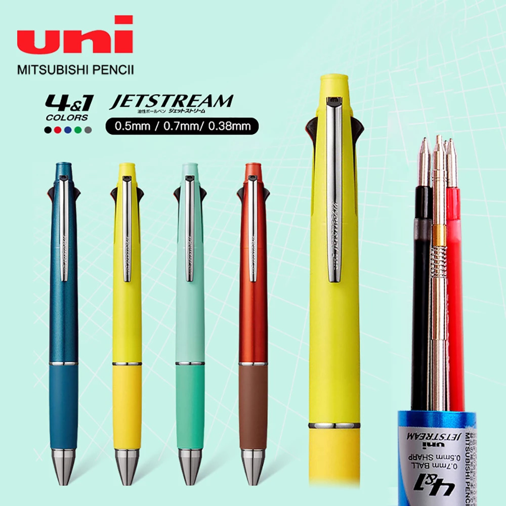 Japanese Stationery Uni JetStream Multi-Function Pen Four Color Ballpoint Penpencil MSXE5-1000 Anti Trötthet Smooth 0,5/0,7mm 240122