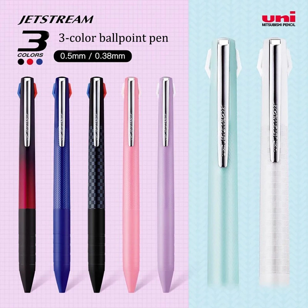 Japanese Stationery Uni JetStream Three-Color Ballpoint Pen SXE3-JSS Super Smooth Gel Pen Multifunktionella pennkontor Leveranser 240105