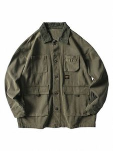 Japonais Streetwear Armée Vert Cargo Veste Hommes Femmes Printemps Vêtements Harajuku Manteau Coréen Fi Militaire Casual Workwear b4NK #