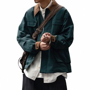 Streetwear japonais de haute qualité Vintage veste de travail imperméable hommes vêtements Harajuku décontracté revers Cargo manteau coréen Fi Top j2n2 #
