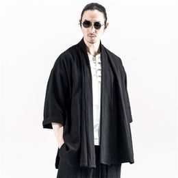 Japonais Streetwear Kimono Hommes Veste noire Male Harajuku Mens Bombardiers ZZ 211217