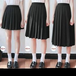 Jupe d'étudiant japonaise pour filles, uniforme scolaire, costume de couleur unie, robe plissée courte, mi-longue, taille haute élastique, 240325