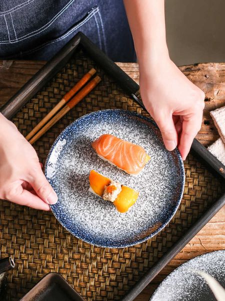 Vaisselle complète de style japonais avec assiettes de 8 pouces, ustensiles de cuisine en porcelaine, vaisselle en céramique, plats pour servir, nourriture, Sala, gâteau