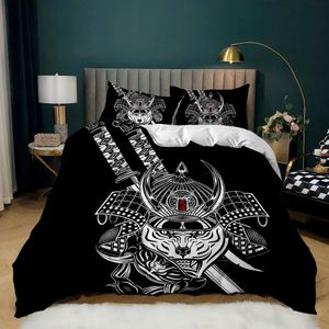 Ensemble de literie de style japonais Traditionnel Kimono Motifs Counfor Counter Queen Size, Tokyo Couverture de couette Geisha Japon Couverture de courtepointe asiatique