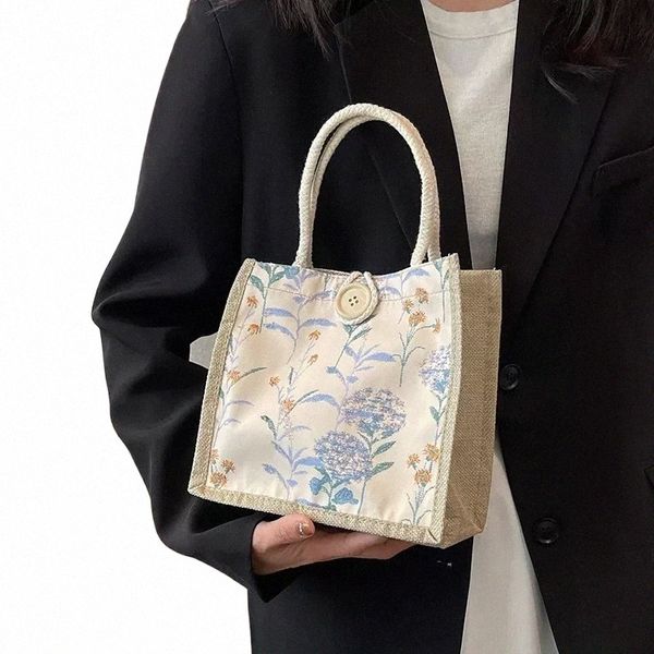 Style japonais toile grande capacité fourre-tout femmes sac à main sacs à déjeuner sacs à bandoulière femmes grand magasin sacs fourre-tout sac réutilisable X6m5 #