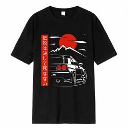 Japanse Stijl Auto Grappige T-shirts Mannen Terug Print Street Wear Origineel Ontwerp Oversize 100% Cott Tops Tee Losse Ademende tees a2jv #