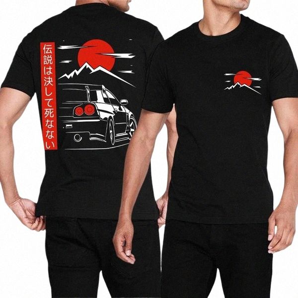 Style japonais Voiture JDM Culture GTR Racing T-shirts Retour Imprimer Street Wear Design original surdimensionné 100% Cott Tops Tee Homme 60Gg #