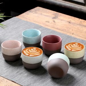 Style japonais en céramique tasse en porcelaine personne personnelle poterie à thé tasse de tasse de bois tasse de vin de vin tas d'eau cadeau en gros 120 ml 240422