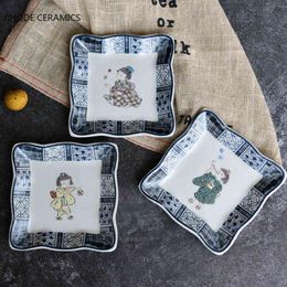 Platos cuadrados de cerámica de estilo japonés, bandeja esmaltada para restaurante, plato para servir cena, vajilla de cocina, decoración del hogar, 269m