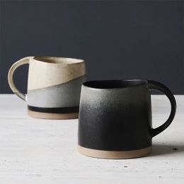 Tasse de poterie grossière de Style japonais, tasse rétro tendance nationale, café Latte noir et blanc, argile chinoise 231225