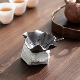 Passoire à thé en feuille de poterie grossière de Style japonais, ensembles de trous de filtre en céramique, ustensile de cérémonie de thé Kung Fu, infuseur à thé 240119