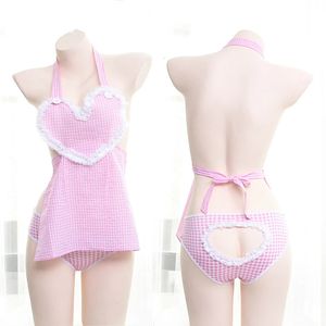 Style japonais mignon Kawaii Lingerie Sexy sorcière amour poitrine femme de chambre uniforme serviteurs Bondage dentelle amour tabliers robes de nuit pyjamas 240126