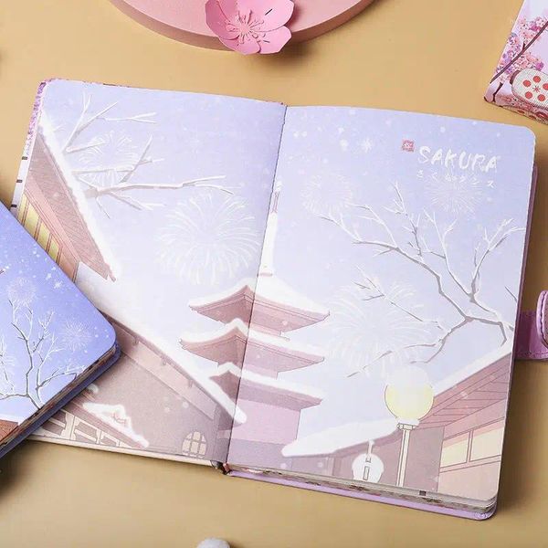 Diario de estilo japonés, ilustración de página de Color creativa personalizada, cuaderno bonito, Manual para estudiantes, cuadernos con libro mayor