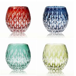 Style japonais Edo Kiriko cristal verre à vin gravure à la main kaléidoscope goutte de pluie whisky gobelet Collection niveau Cups275W