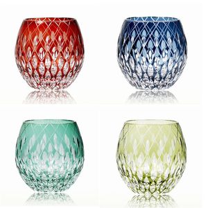 Style japonais Edo Kiriko cristal verre à vin gravure à la main kaléidoscope goutte de pluie whisky gobelet Collection niveau Cups275W