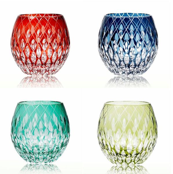Style japonais Edo Kiriko cristal verre à vin gravure à la main kaléidoscope goutte de pluie whisky gobelet Collection niveau tasses boîte-cadeau