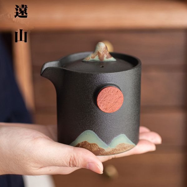 Té de viaje portátil pintado a mano de estilo japonés Copa rápida una olla de dos taza de kung fu juego de té pequeño juego de té de traje pequeño