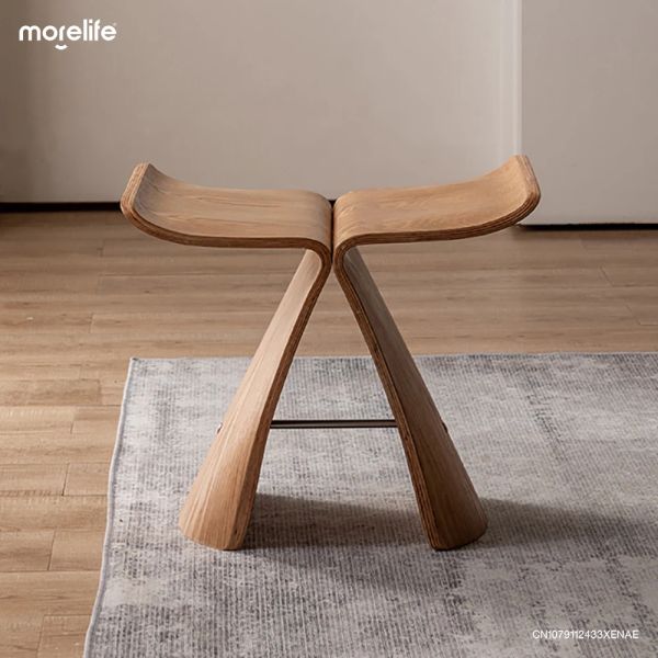 Estilo japonés casera pequeñas taburetes de madera maciza taburetes de mariposa mesas de café muebles de banco de aderezo