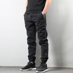 Japanse stijl joggers jeans broek mannen zwart blauw streetwear hombre broek hiphop denim jeans mannen slim fit cargo homme